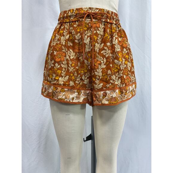 Zimmermann Pants - Zimmermann 'Andie' Red Silk Floral-Print Silk Shorts Size 0